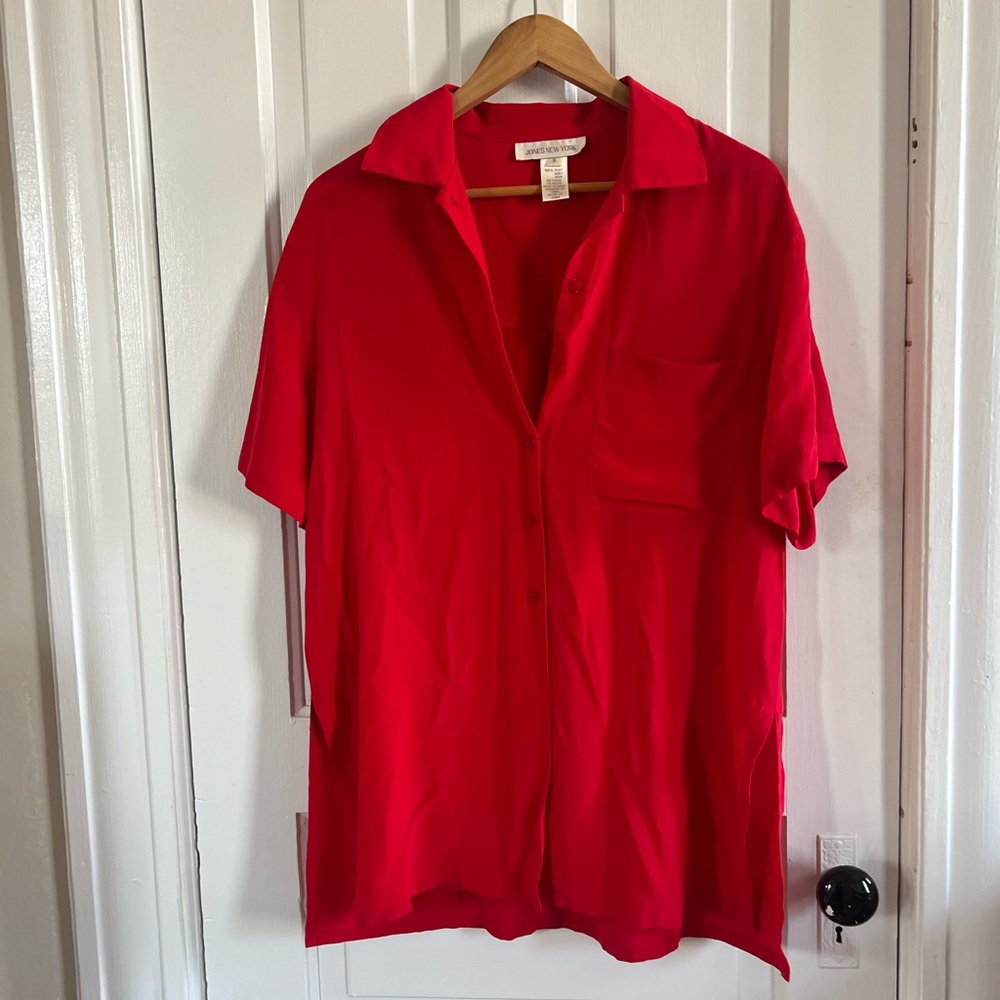 100% silk vintage short sleeve button down